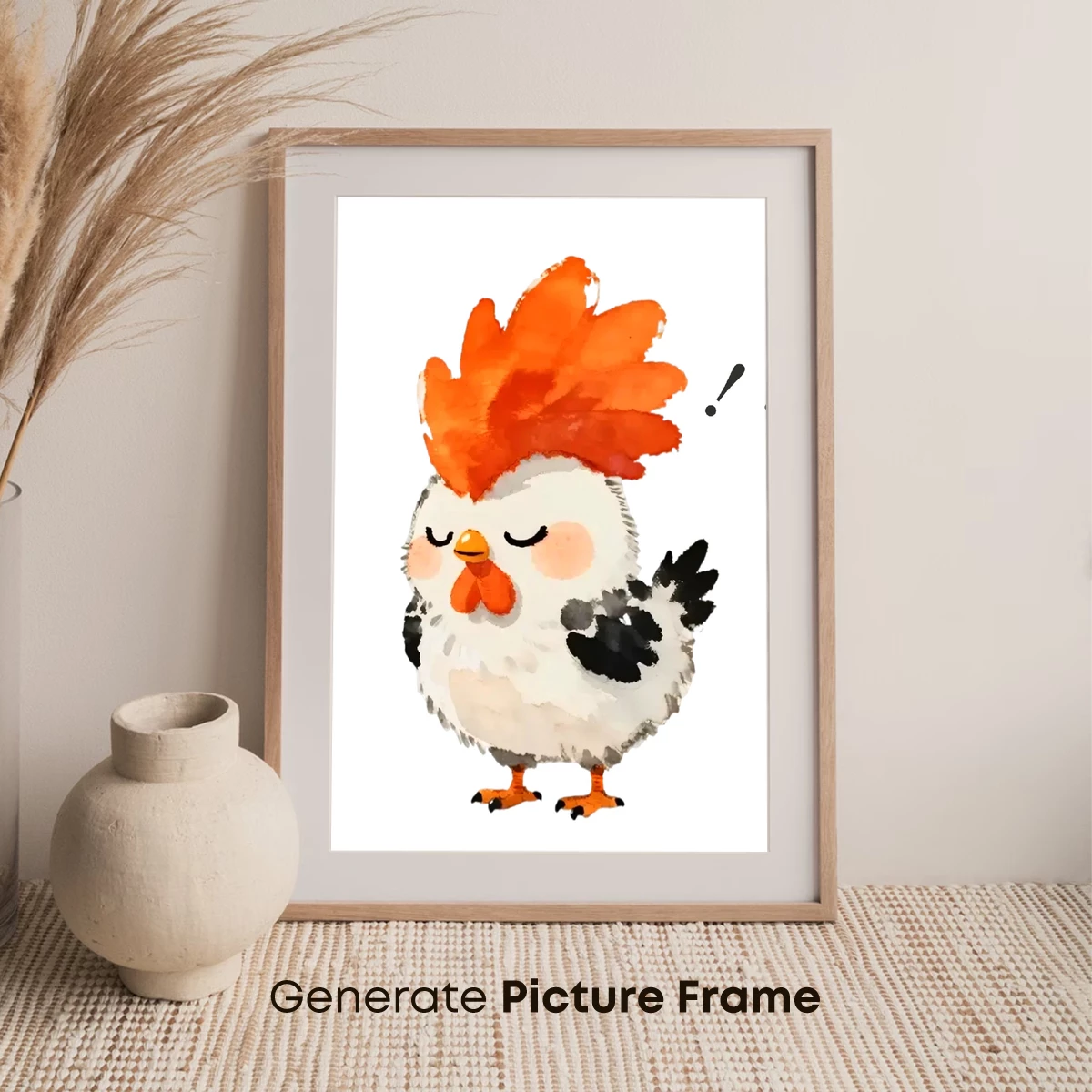 Whimsical Watercolor Chick with Fiery Crest - Image 7