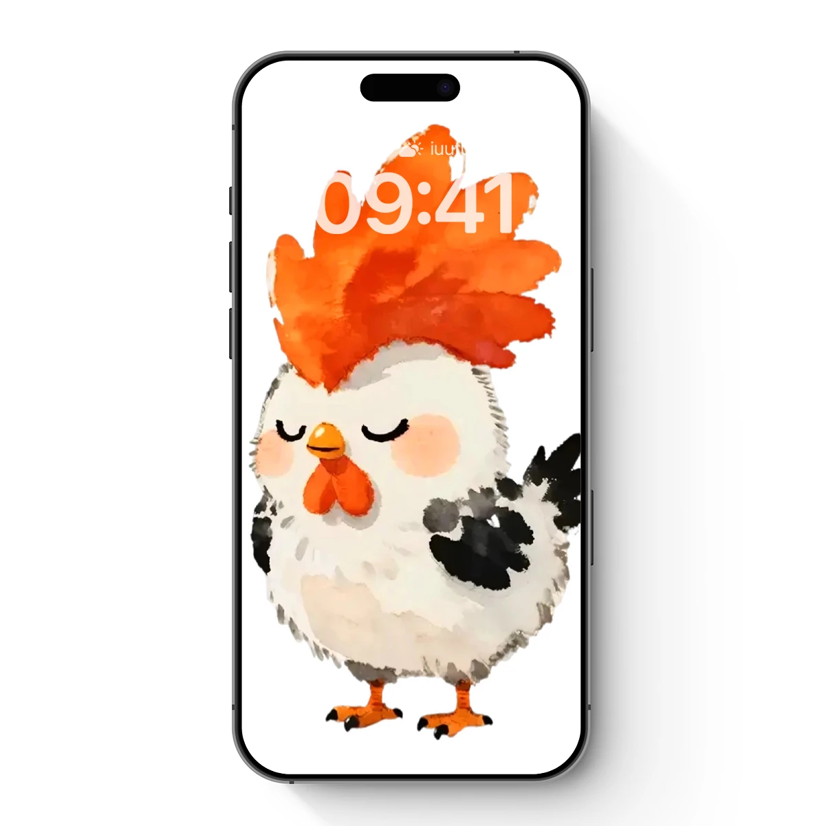 Whimsical Watercolor Chick with Fiery Crest