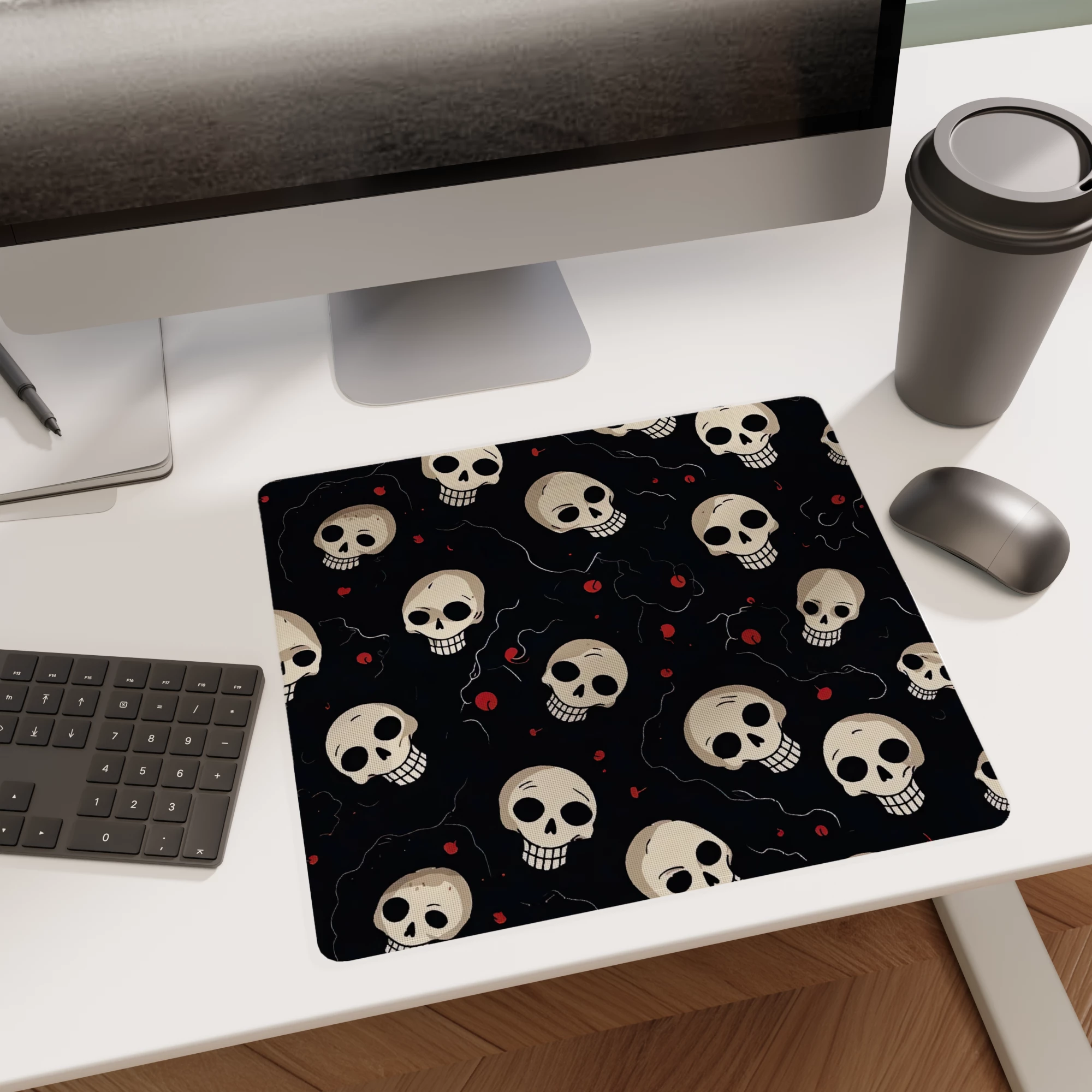 Skull Pattern Halloween Wallpaper Glass mouse pad - Image 2