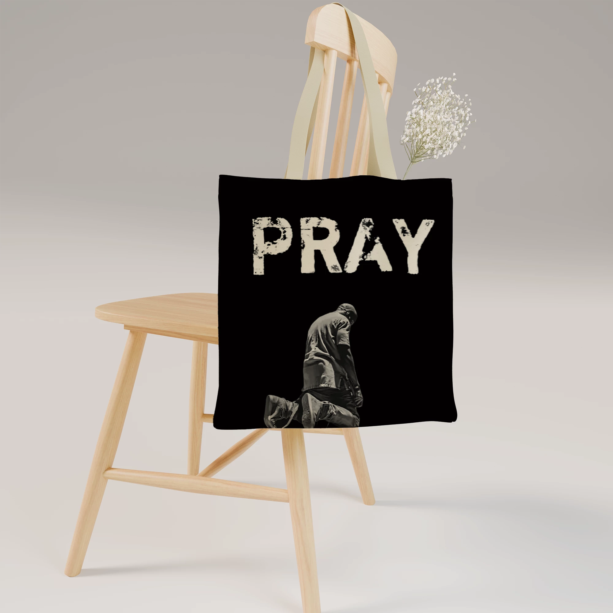 Pray Typography Wallpaper Canvas Bag - Image 8