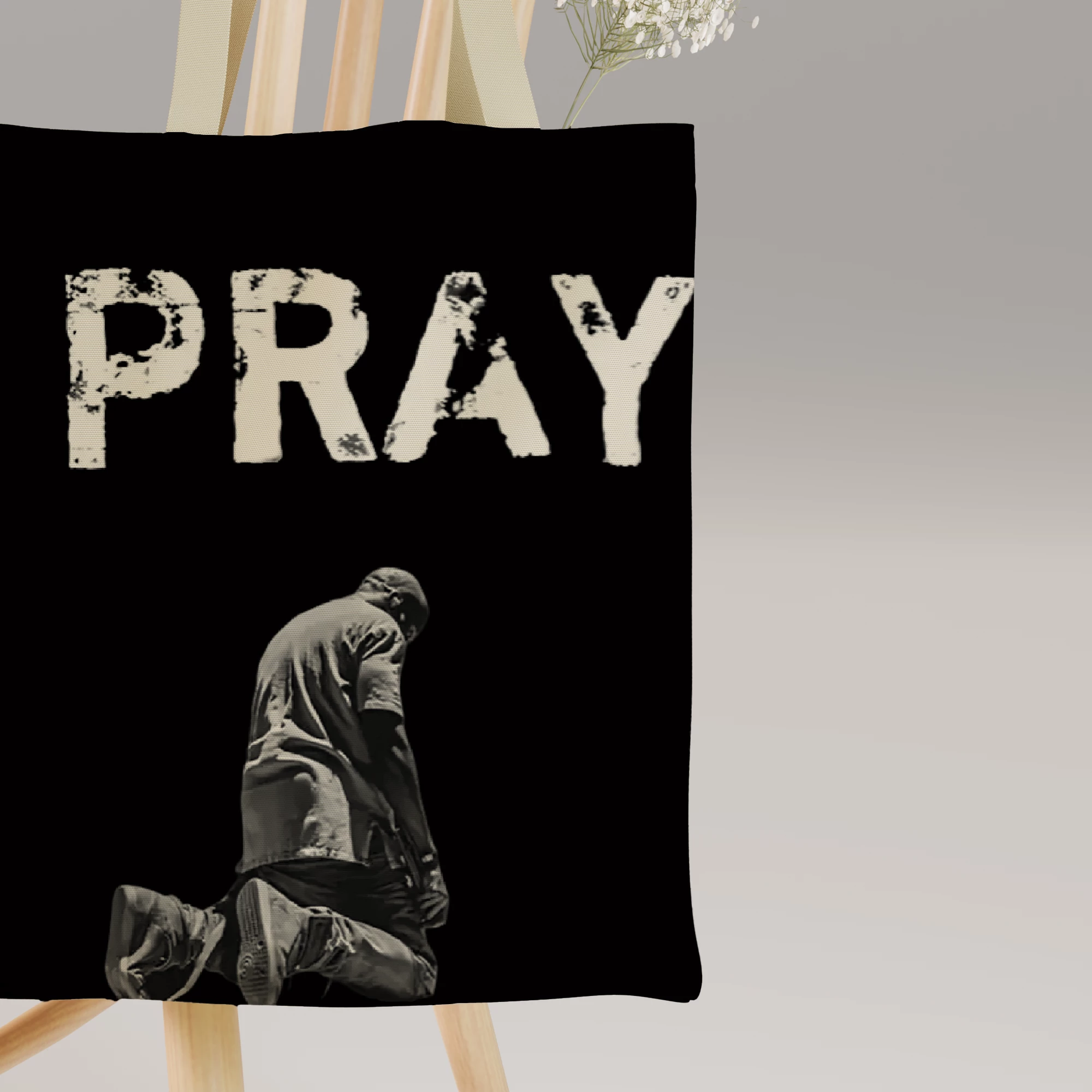 Pray Typography Wallpaper Canvas Bag - Image 6