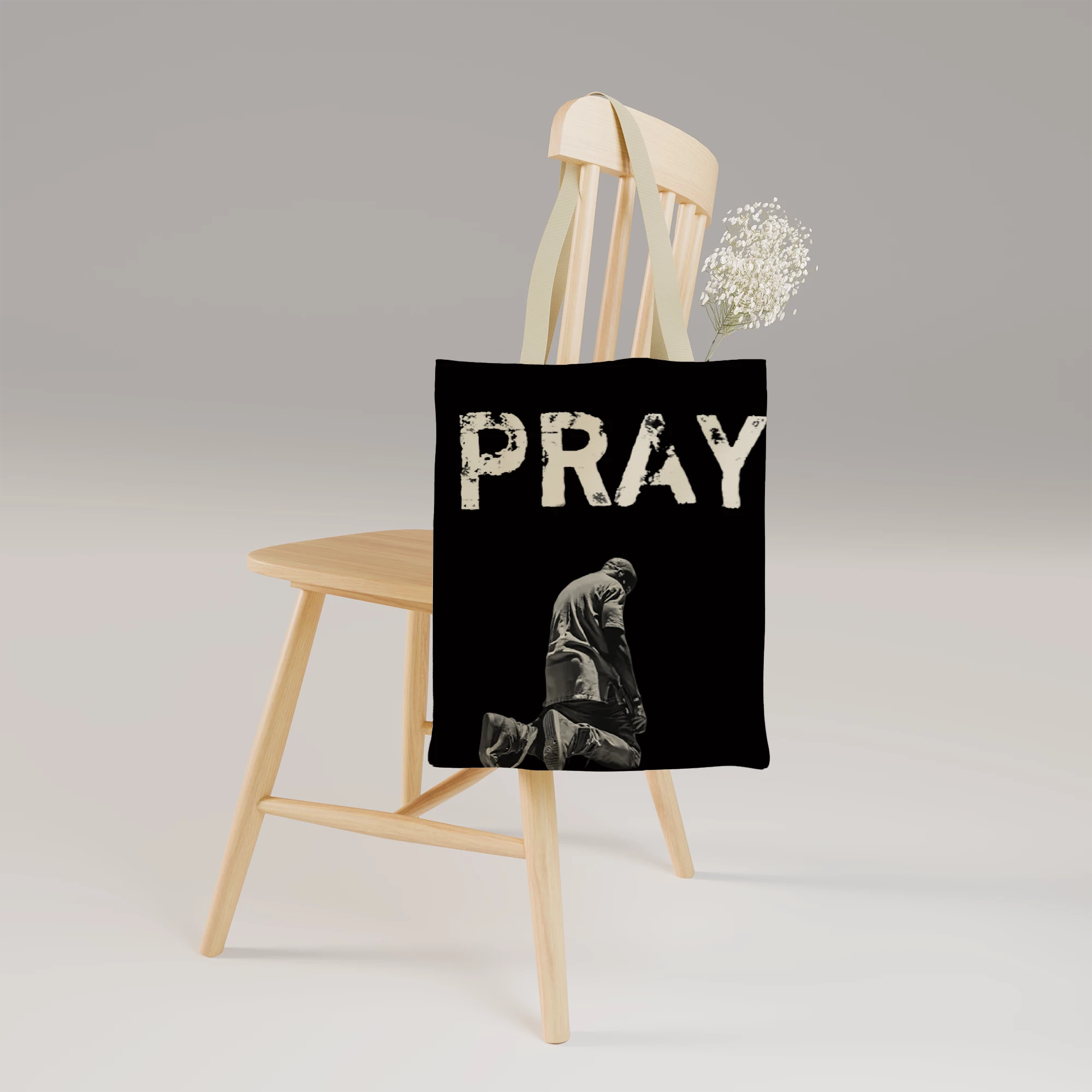 Pray Typography Wallpaper Canvas Bag - Image 5