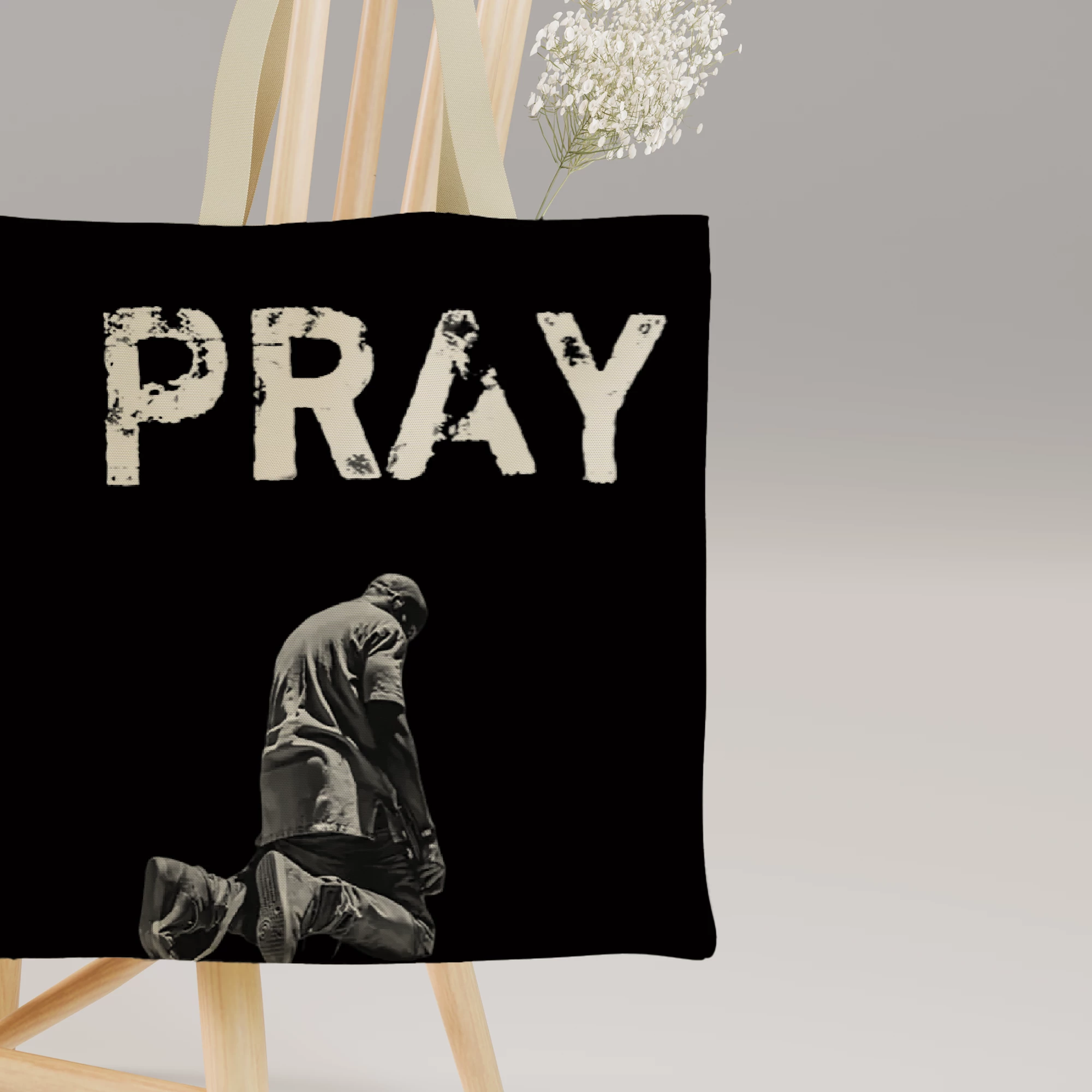 Pray Typography Wallpaper Canvas Bag - Image 3