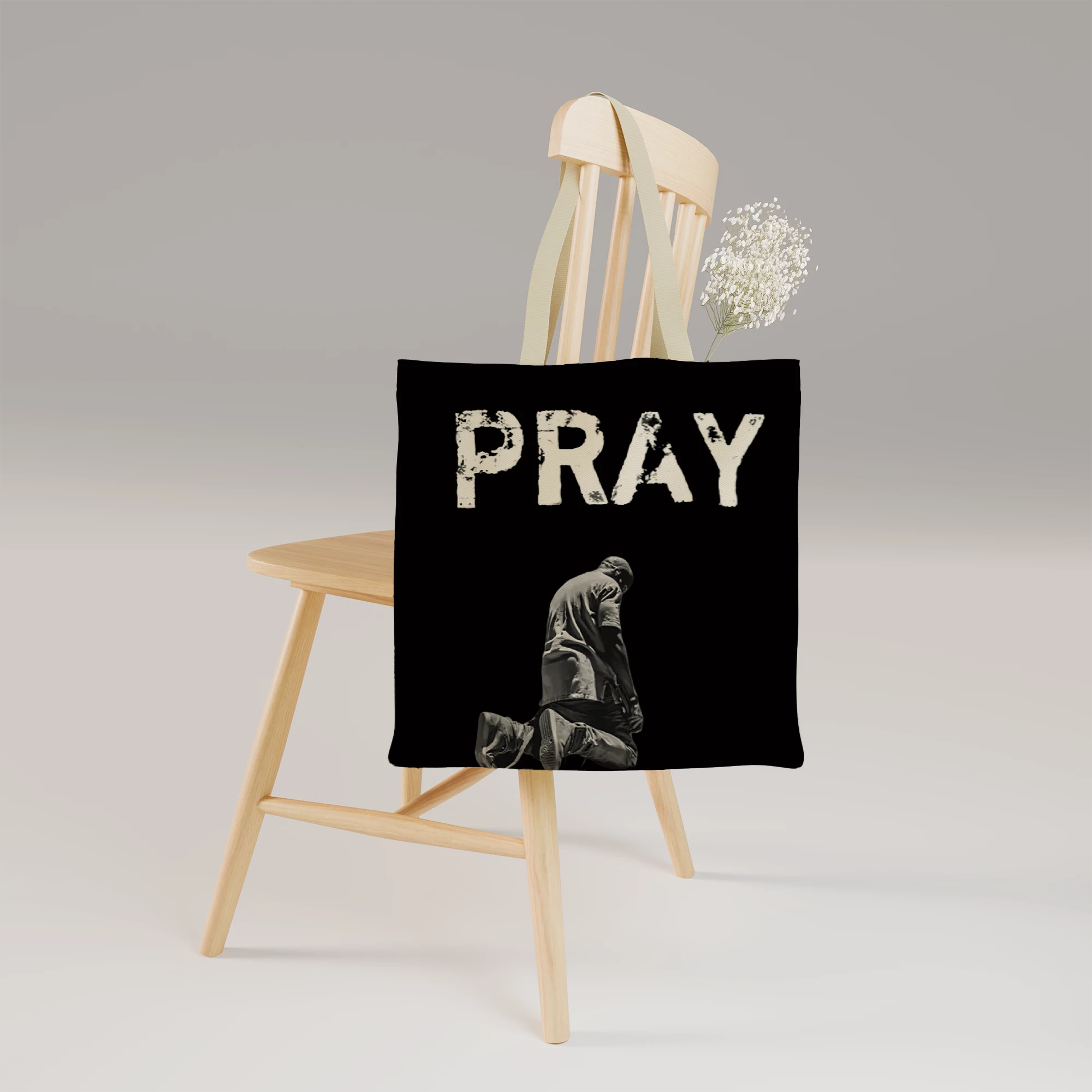 Pray Typography Wallpaper Canvas Bag - Image 2