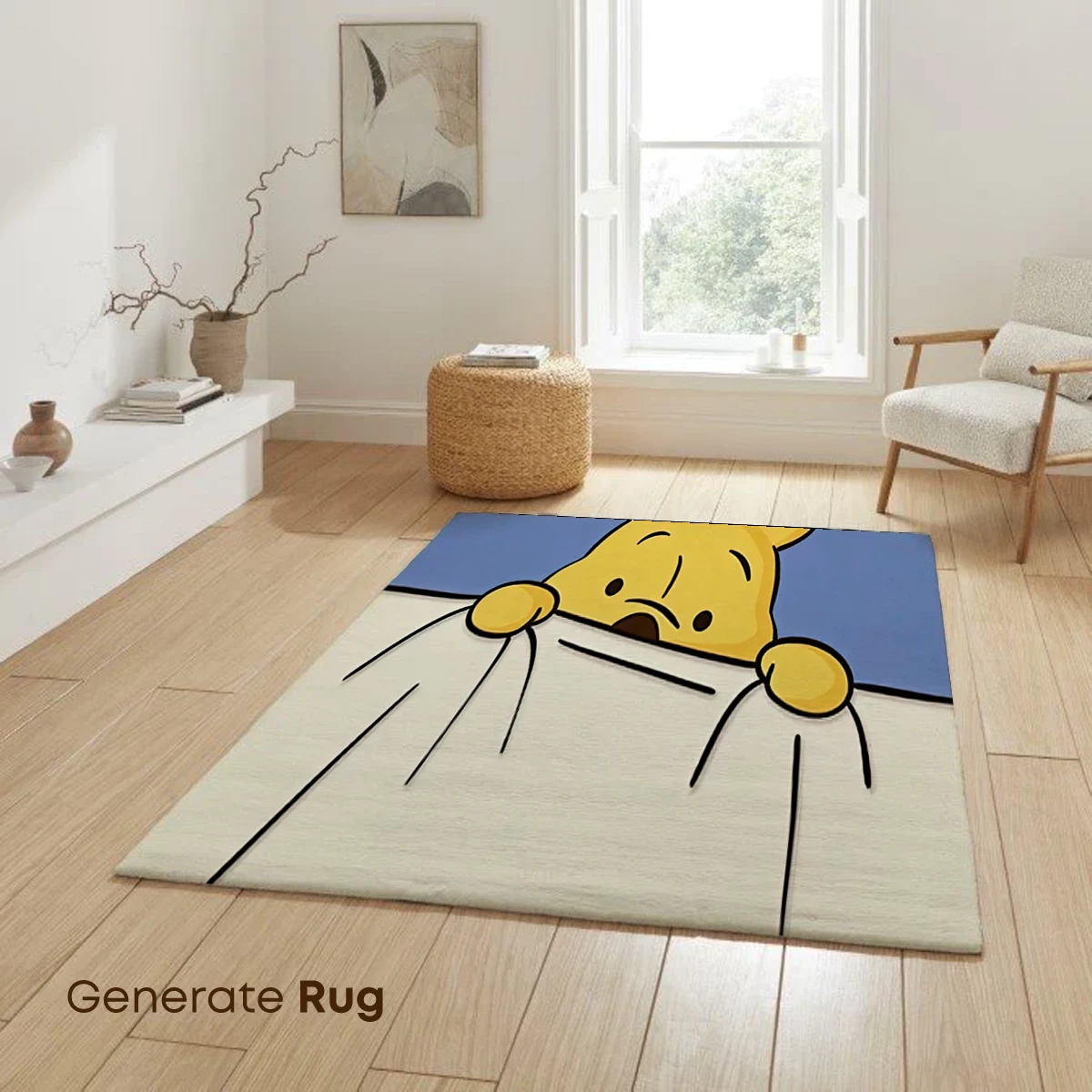 Cartoon Bear Peeking Over Edge: Whimsical Minimalist Art - Image 6