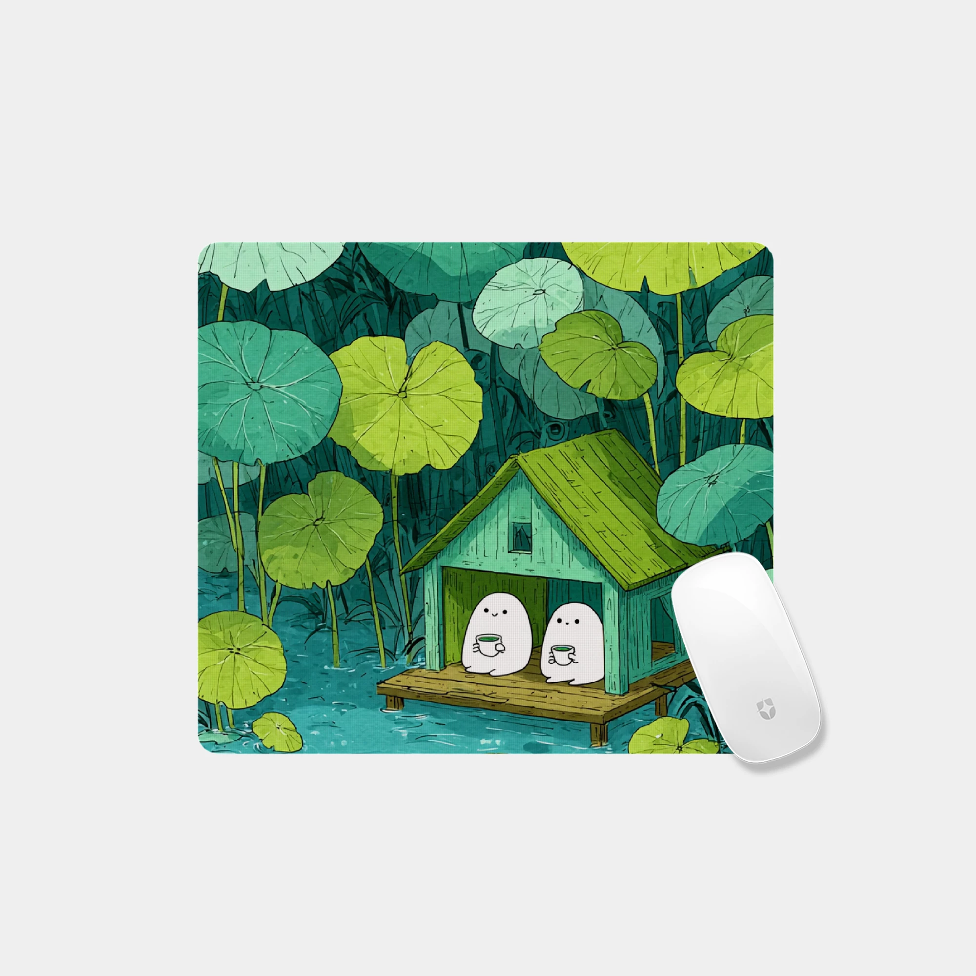 Whimsical Lily Pad Cottage Glass mouse pad - Image 4