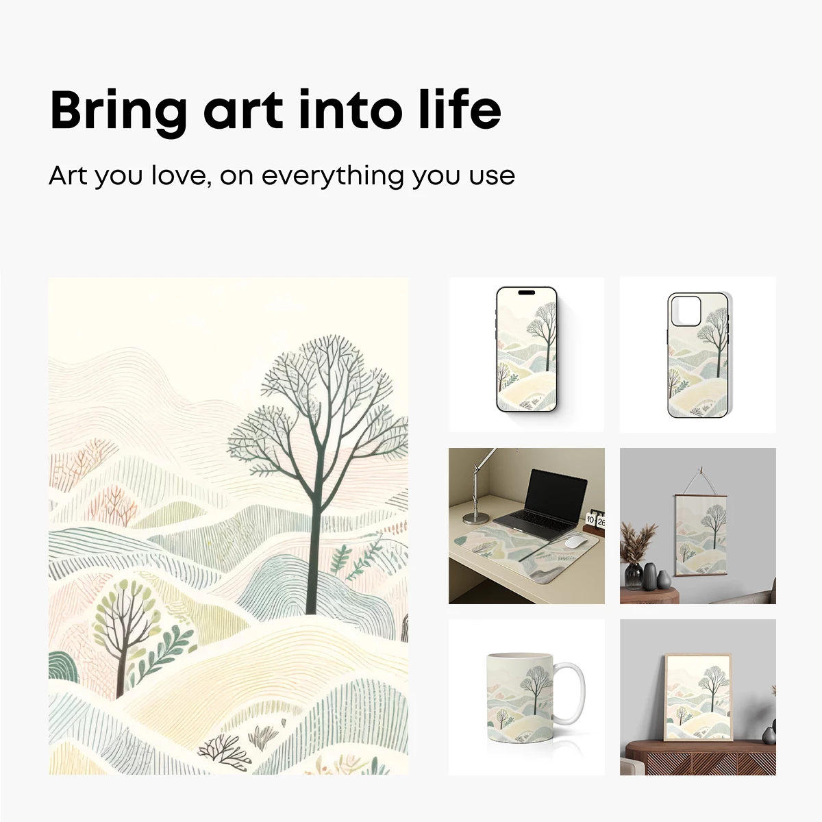 Whispering Hills: A Minimalist Landscape of Solitude and Line - Image 2