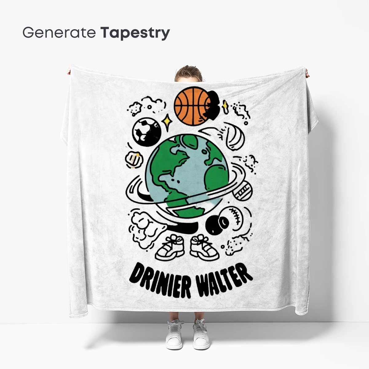Drinier Walter: Earth Orbiting Sports Icons in Playful Cartoon Style - Image 5