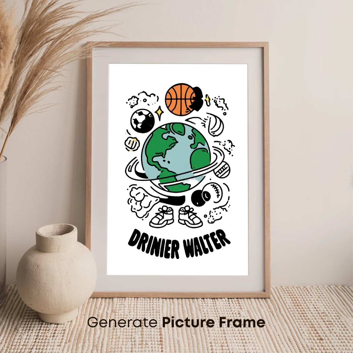 Drinier Walter: Earth Orbiting Sports Icons in Playful Cartoon Style - Image 7