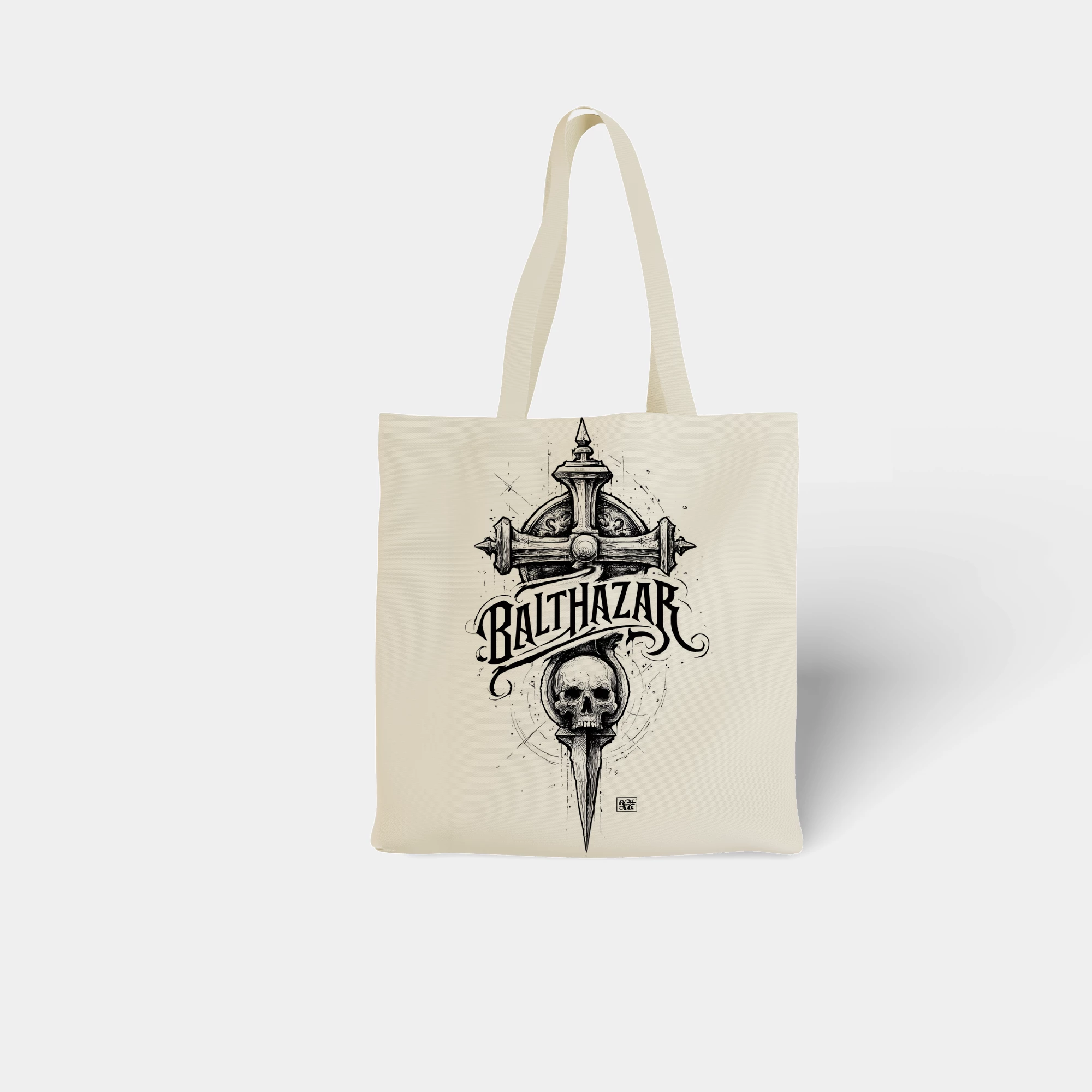Balthazar Gothic Skull Cross Canvas Bag - Image 7