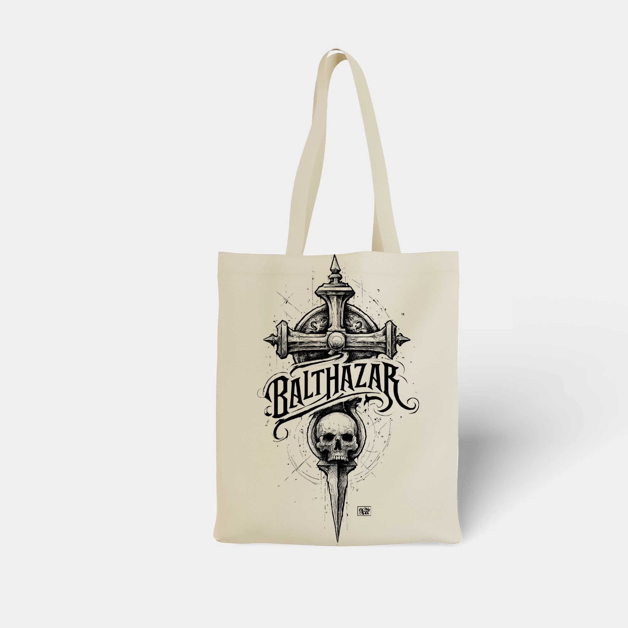 Balthazar Gothic Skull Cross Canvas Bag - Image 4