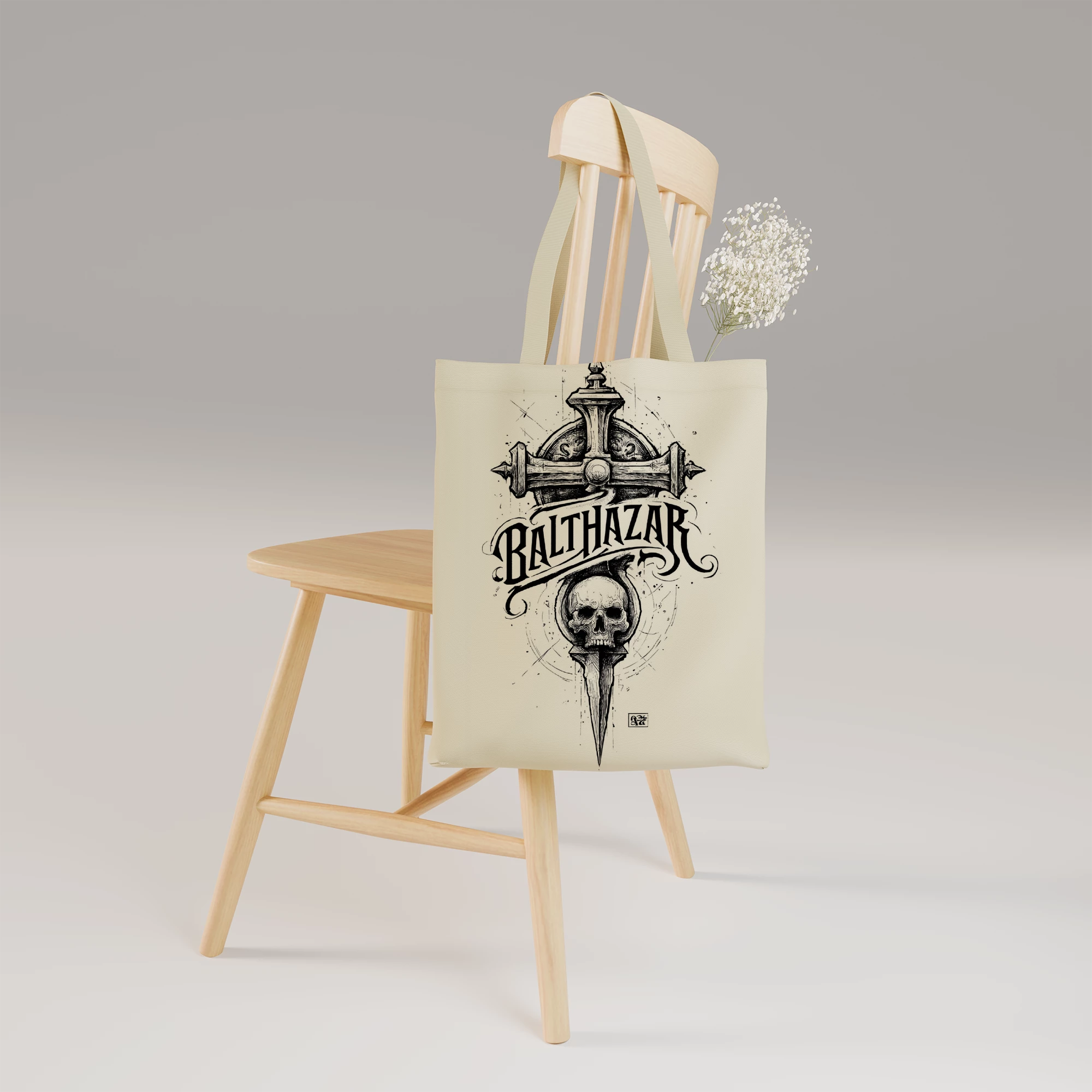 Balthazar Gothic Skull Cross Canvas Bag - Image 5