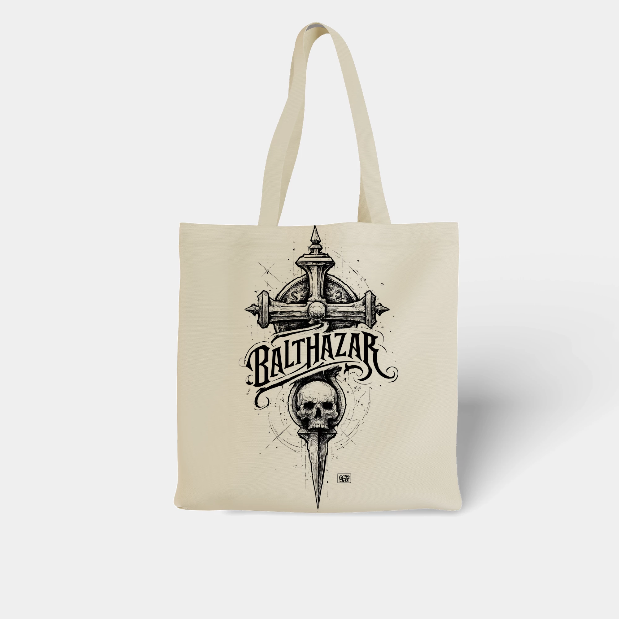 Balthazar Gothic Skull Cross Canvas Bag