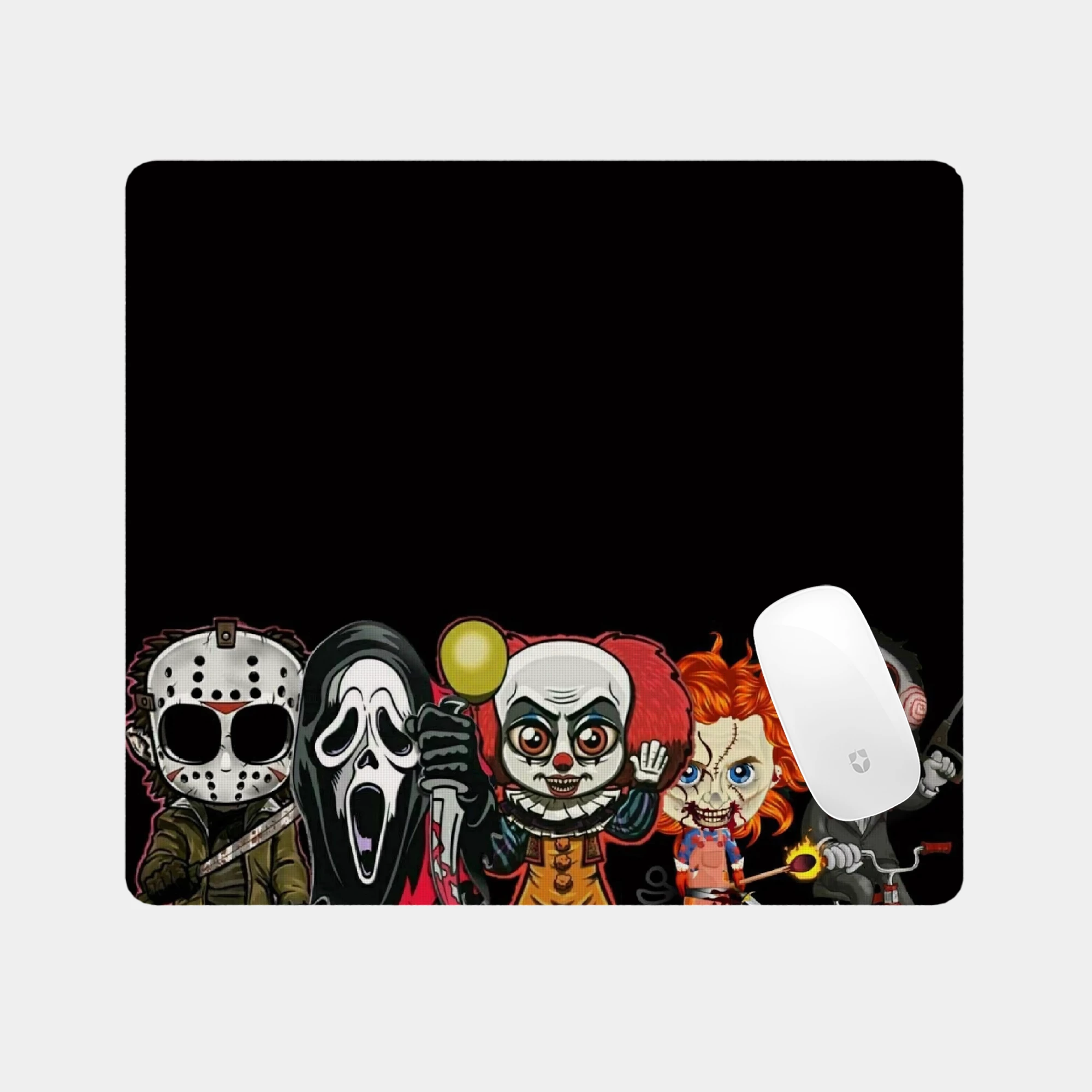 Horror Icons Chibi Style Glass mouse pad
