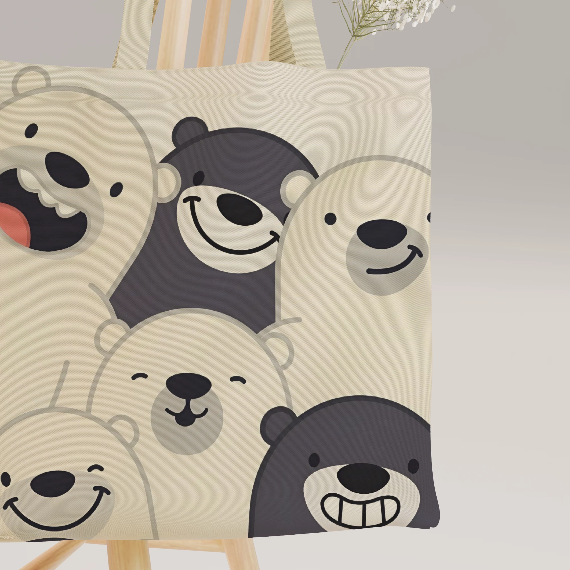 Cute Polar Bear Illustration Canvas Bag - Image 9