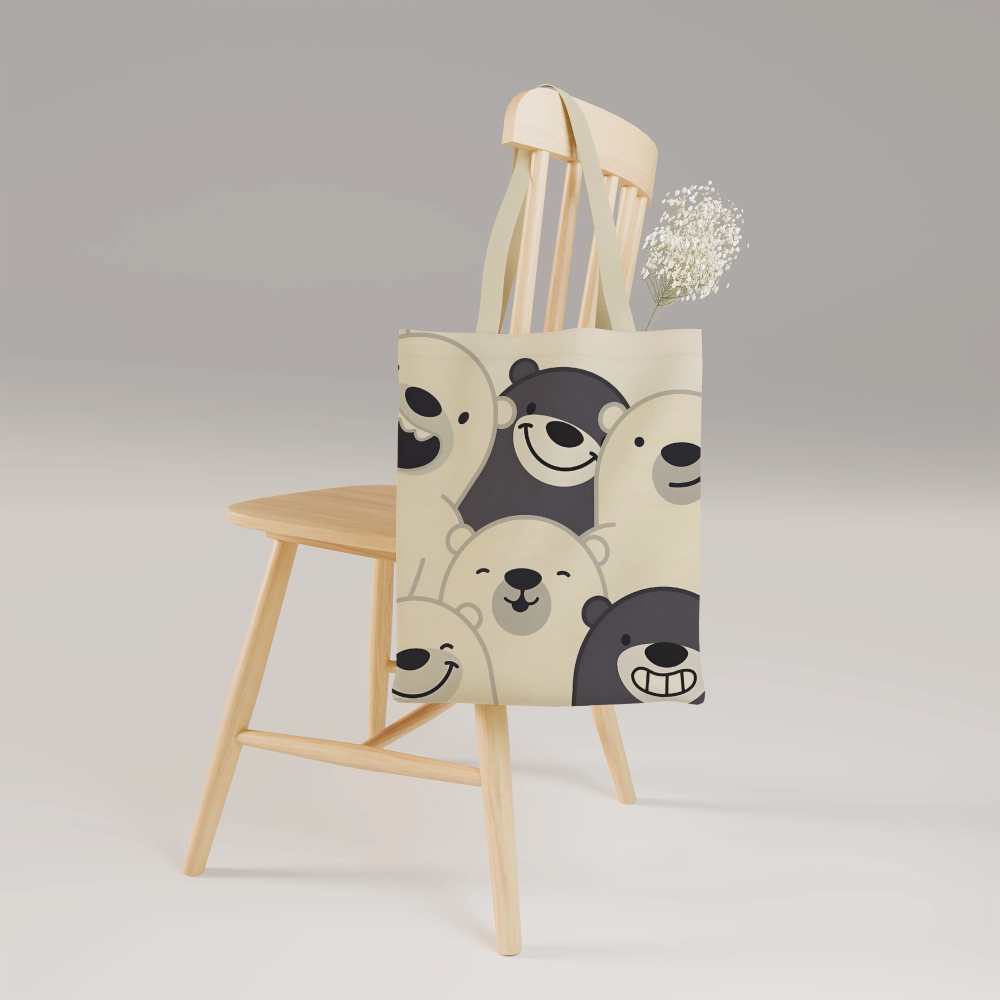 Cute Polar Bear Illustration Canvas Bag - Image 5