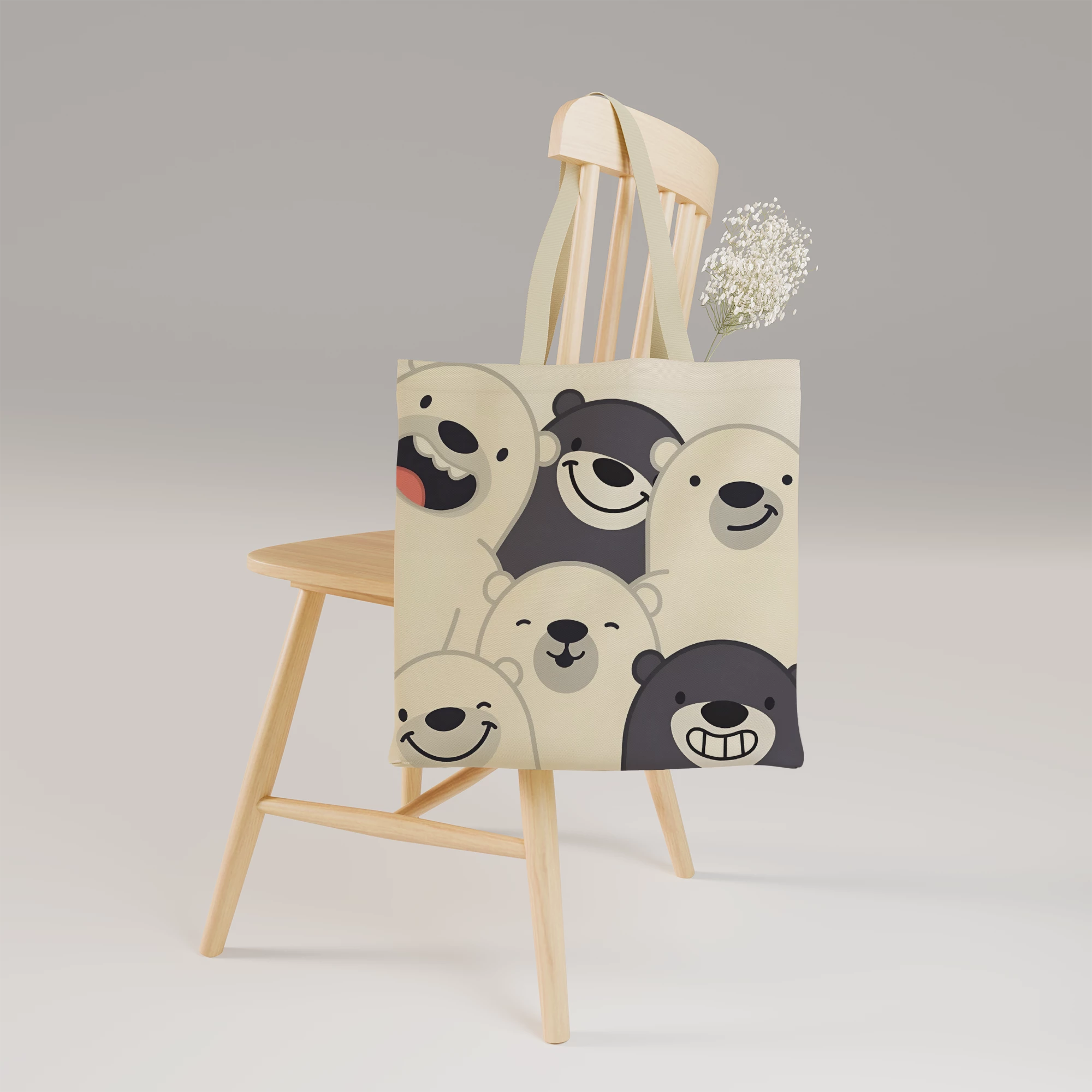 Cute Polar Bear Illustration Canvas Bag - Image 2